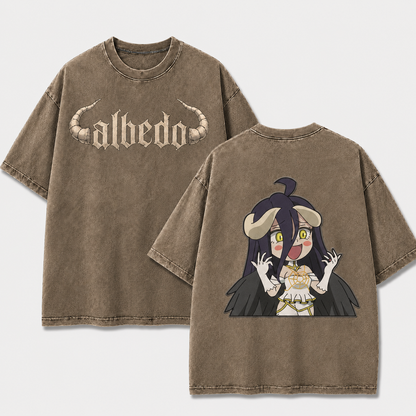 Chibi Horned Winged Guardian Vintage Washed Graphic Tee