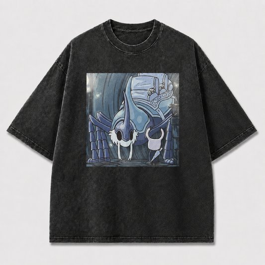 Blue Fanged Mask Creature Graphic Print Oversized Tee