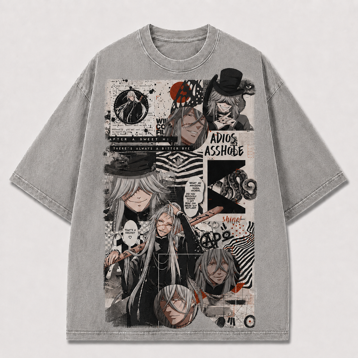 Oversized Gothic Collage Graphic Tee – Comic Panel Print Top