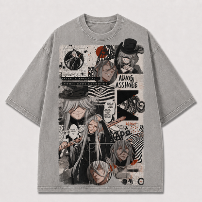 Oversized Gothic Collage Graphic Tee – Comic Panel Print Top