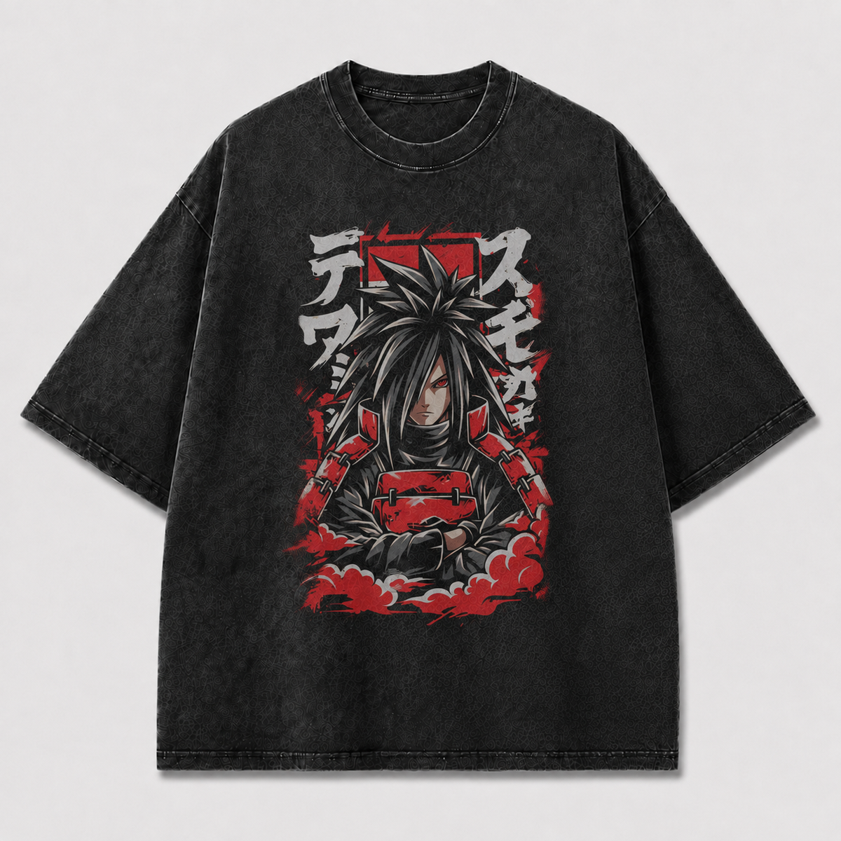 Oversized Streetwear Graphic Tee – Crimson Armor Crossed Arms Print