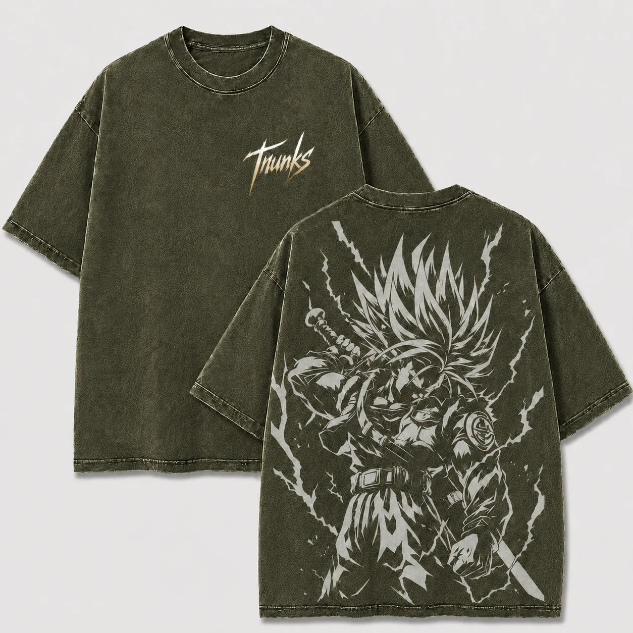 Time Traveler Lightning Sword Warrior Vintage Washed Graphic Tee