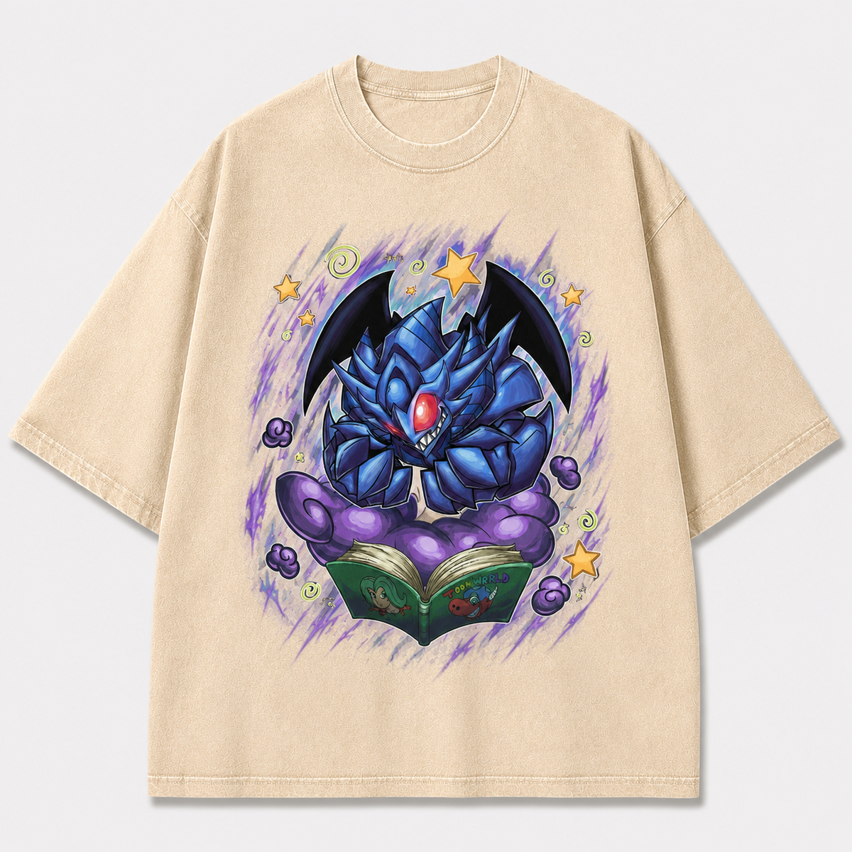 Oversized Shadow Beast Storybook Graphic Tee – Back Print Top