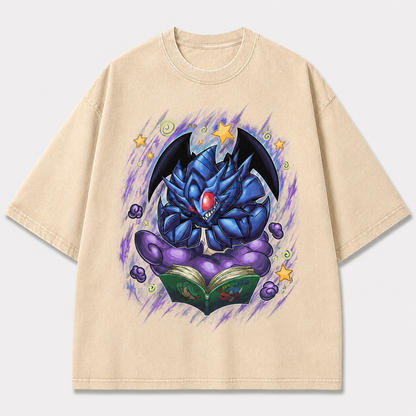 Oversized Shadow Beast Storybook Graphic Tee – Back Print Top