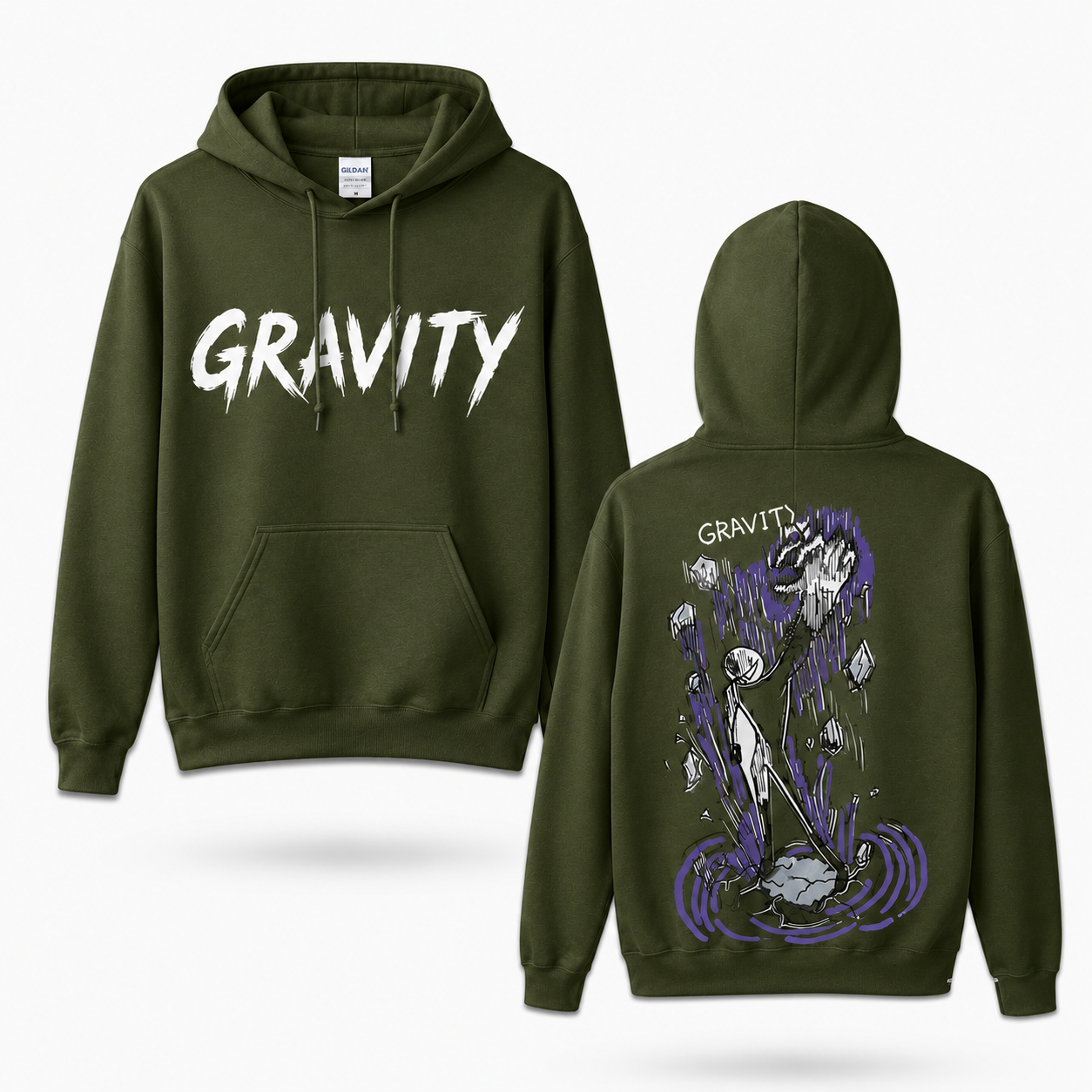 Oversized Streetwear Graphic Hoodie – Falling Fragments Sketch Print