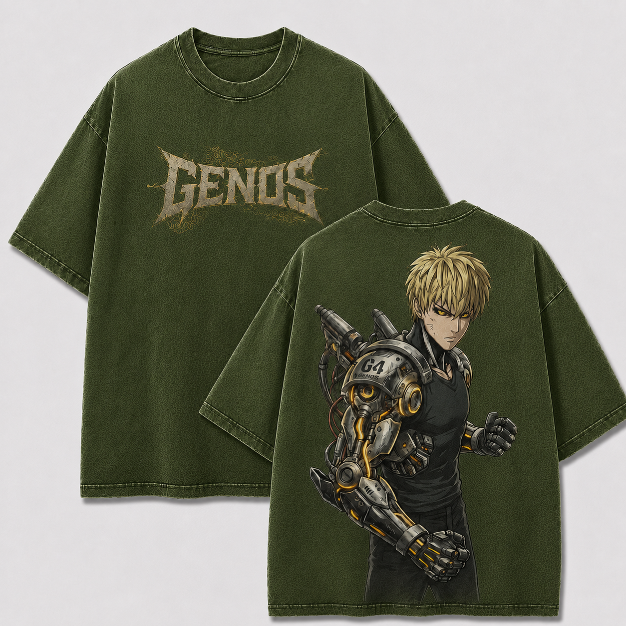 Oversized Streetwear Graphic Tee – Cyborg Mecha Arm Portrait Print