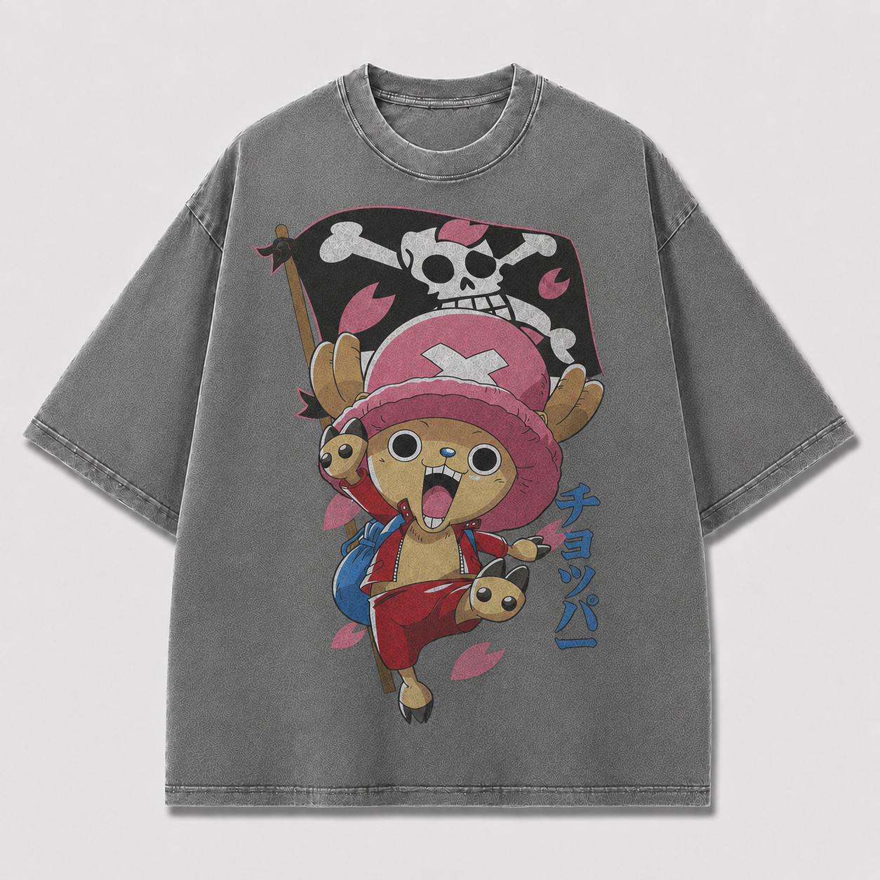 Oversized Streetwear Graphic Tee – Flag Banner Reindeer Mascot Print