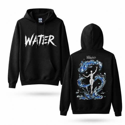 Oversized Streetwear Graphic Hoodie – Ocean Wave Figure Print