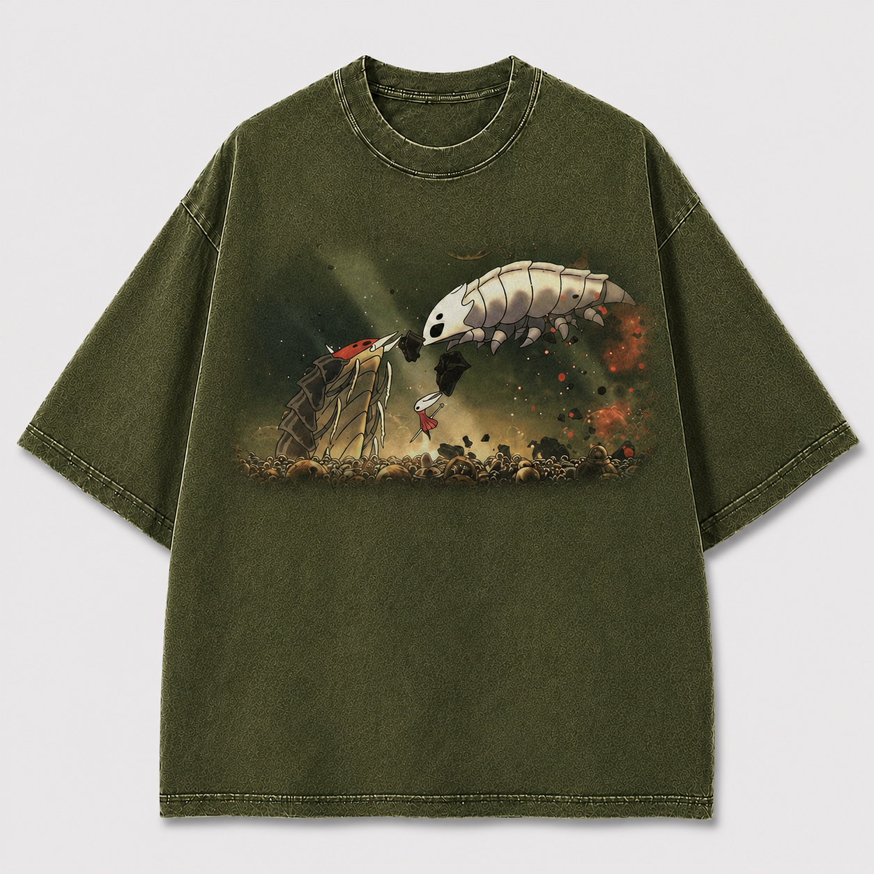 Twin Bug Creatures Landscape Graphic Print Oversized Tee