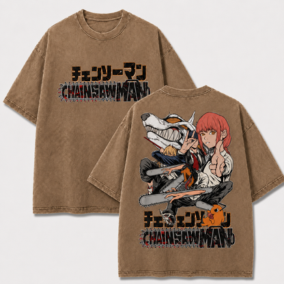 Oversized Streetwear Graphic Tee – Chain Blade Ensemble Print