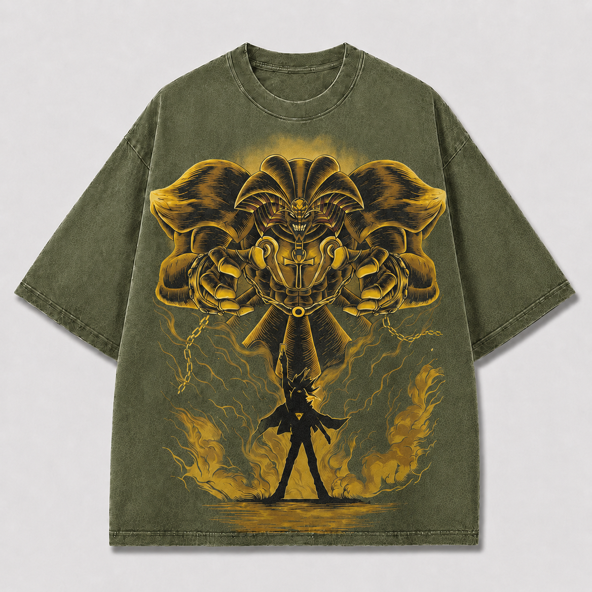 Oversized Golden Beast Graphic Tee – Mythic Silhouette Print Top