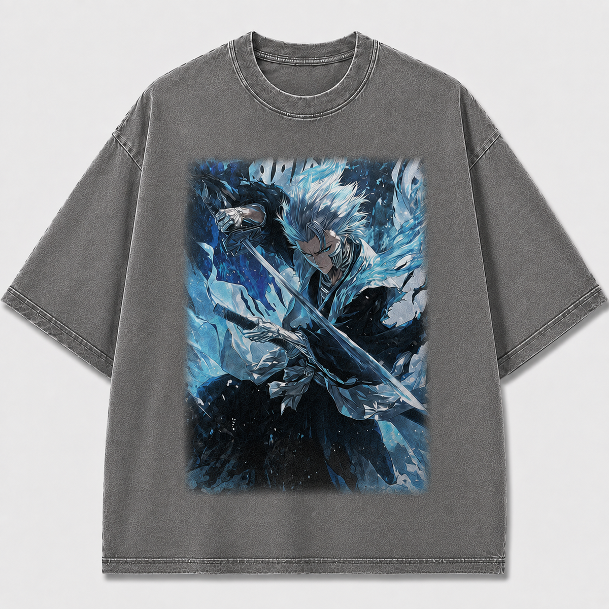 Oversized Frost Blade Warrior Graphic Tee – Streetwear Sword Print Shirt