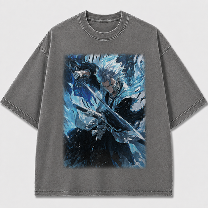 Oversized Frost Blade Warrior Graphic Tee – Streetwear Sword Print Shirt