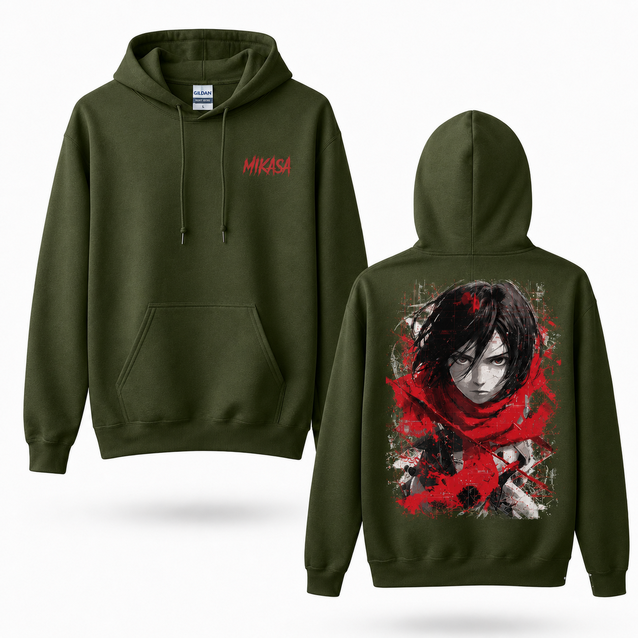 Crimson Scarf Warrior Grunge Graphic Hoodie
