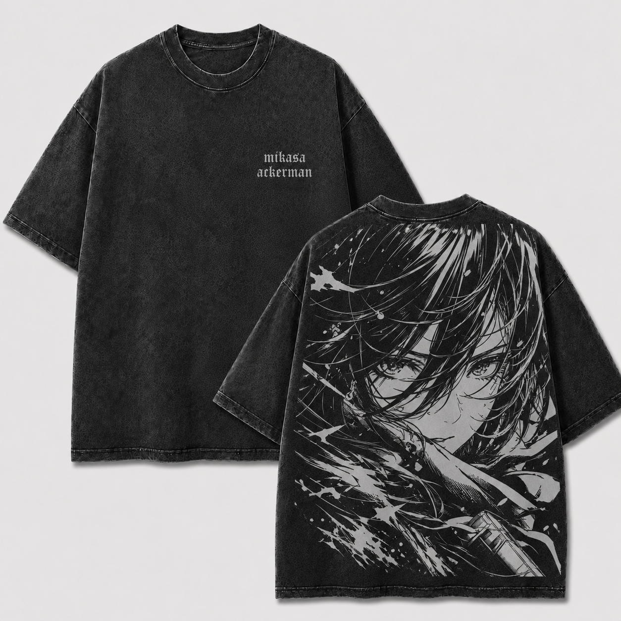 Monochrome Female Warrior Vintage Washed Graphic Tee