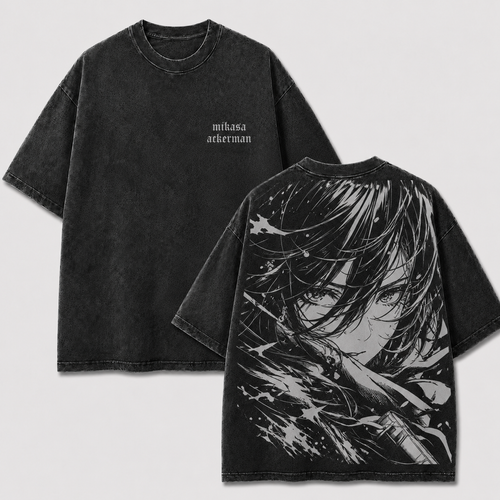 Monochrome Female Warrior Vintage Washed Graphic Tee