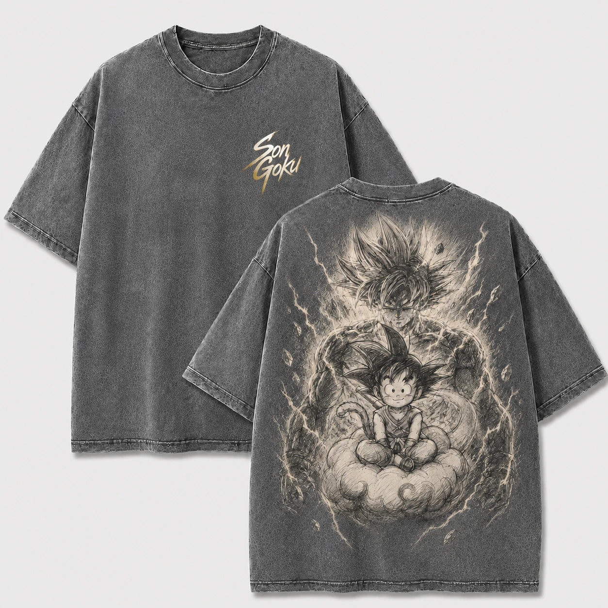 Goku Kid & Adult Vintage Washed Anime T-Shirt