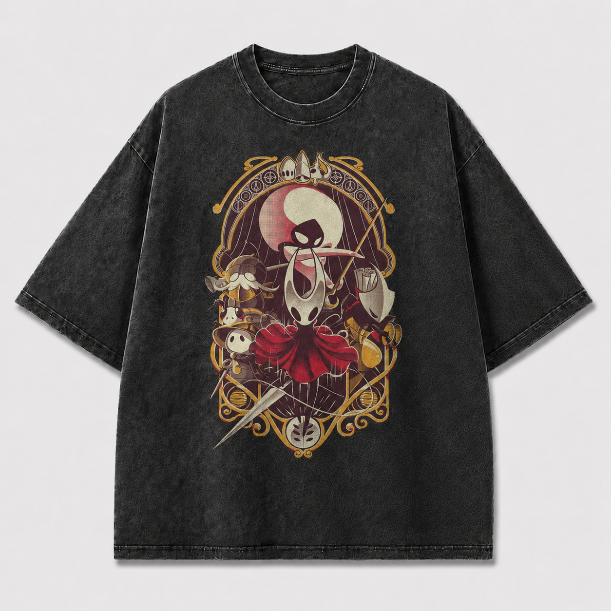 Ornate Frame Needle Warrior Graphic Print Oversized Tee