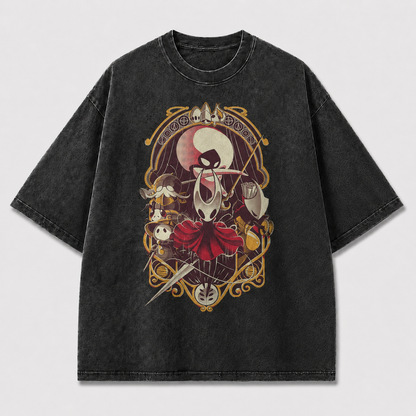 Ornate Frame Needle Warrior Graphic Print Oversized Tee