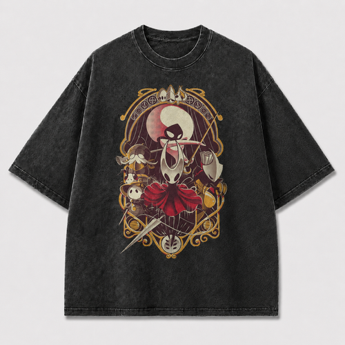 Ornate Frame Needle Warrior Graphic Print Oversized Tee
