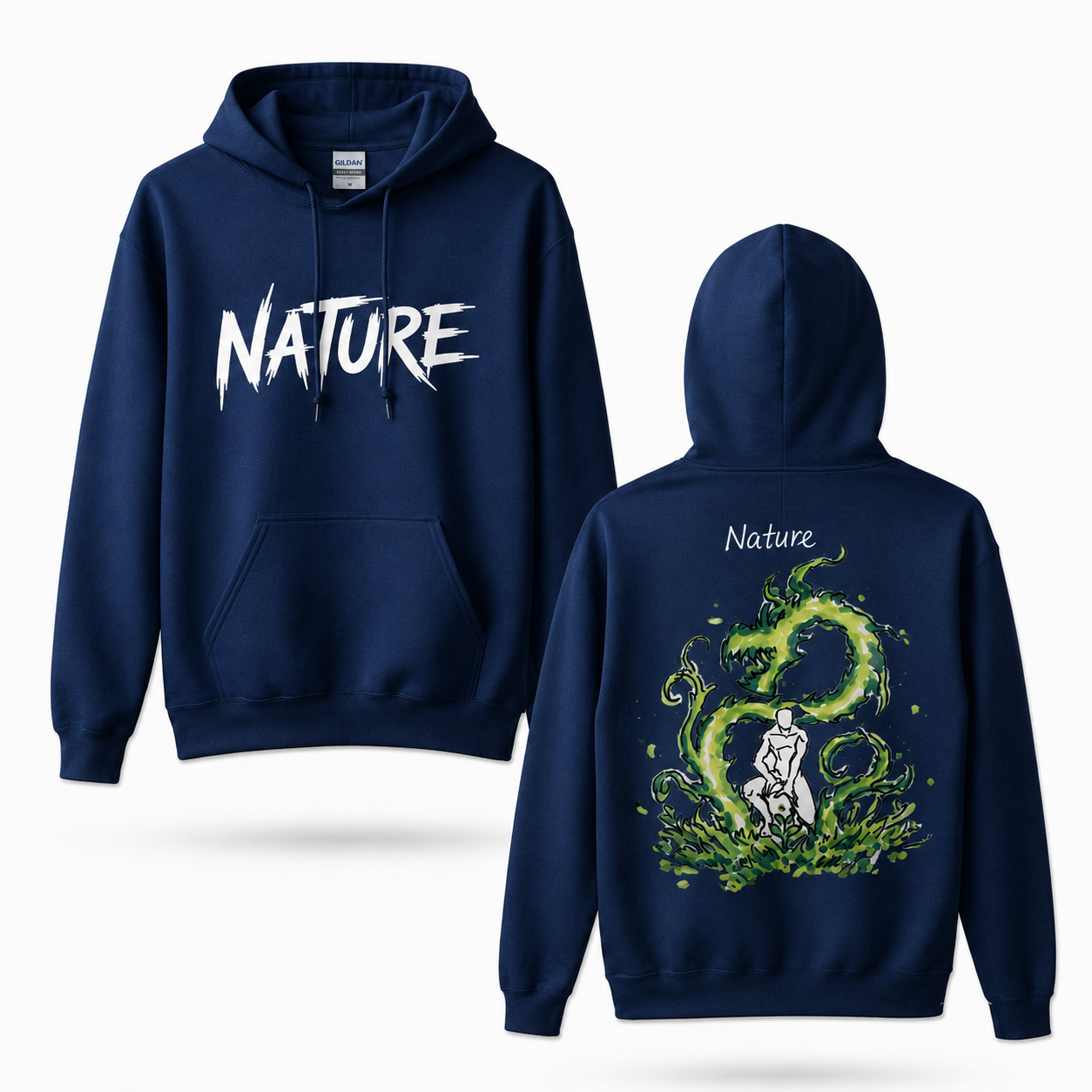 Oversized Streetwear Graphic Hoodie – Green Dragon Silhouette Print