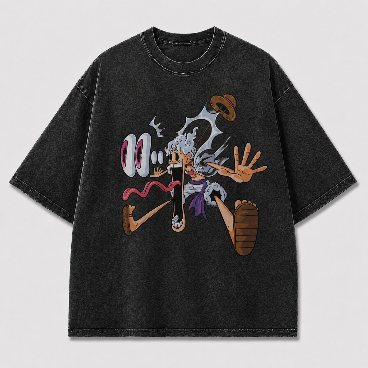 Oversized Streetwear Graphic Tee – Exaggerated Cartoon Stretch Print