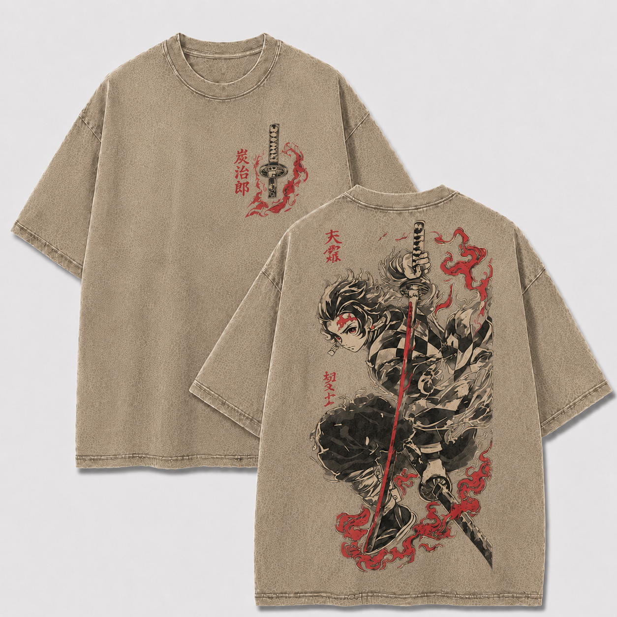 Crimson Flame Swordsman Vintage Washed Graphic Tee