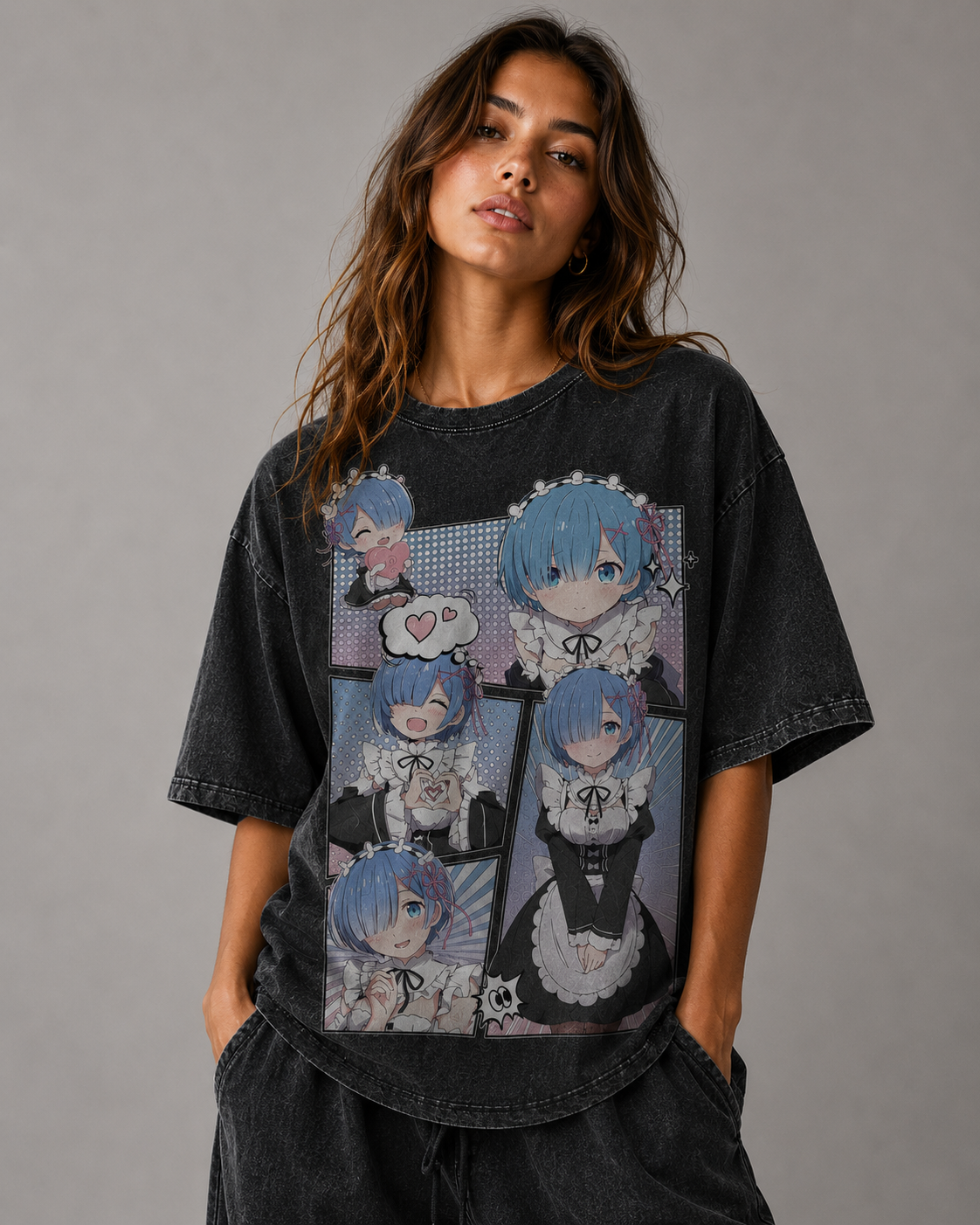 Oversized Graphic Print T-Shirt – Maid Waifu Streetwear Tee