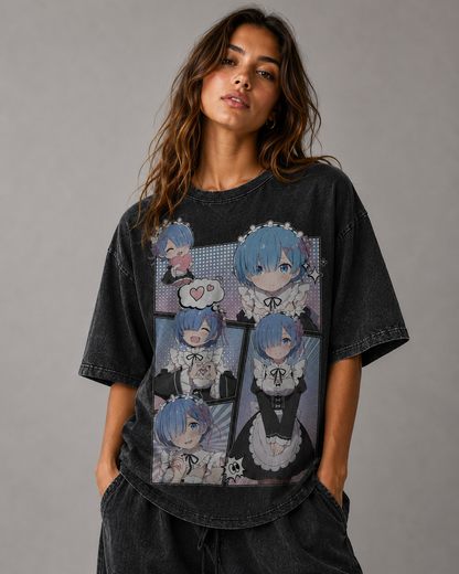 Oversized Graphic Print T-Shirt – Maid Waifu Streetwear Tee