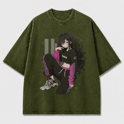 Oversized Graphic Print T-Shirt – Trackset Waifu Streetwear Tee