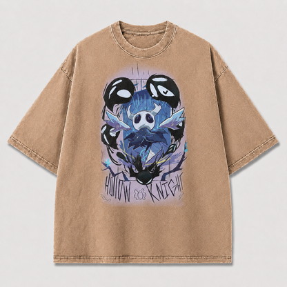 Horned Hollow Mask Creature Graphic Print Oversized Tee