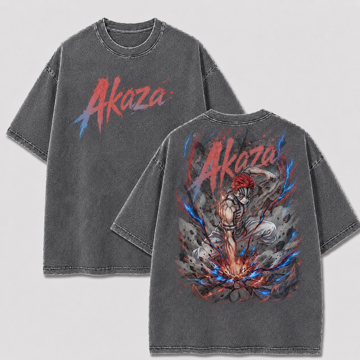 Striped Demon Fighter Vintage Washed Graphic Tee