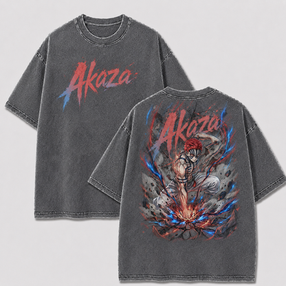 Striped Demon Fighter Vintage Washed Graphic Tee