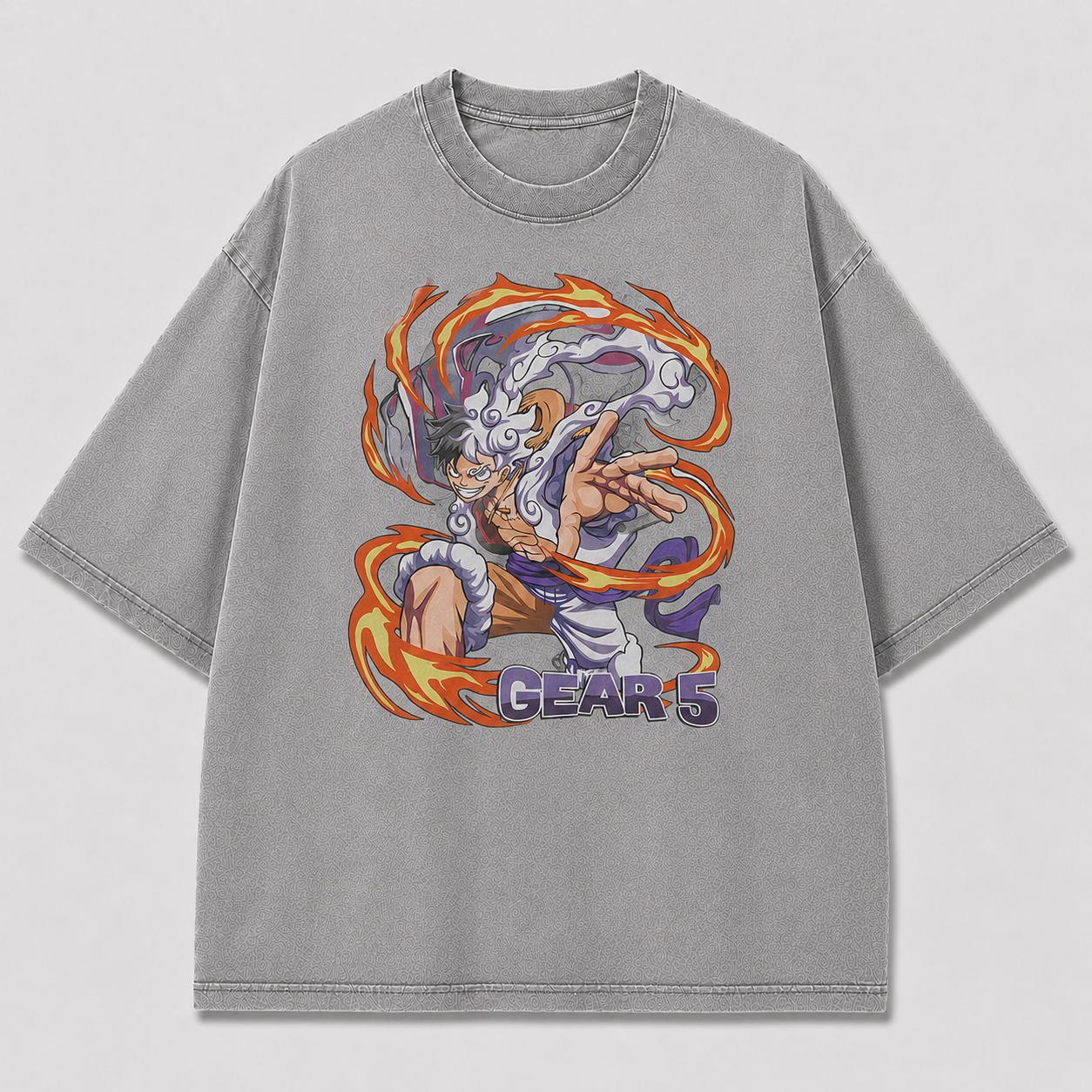 Oversized Streetwear Graphic Tee – Flame Vortex Battle Pose Print