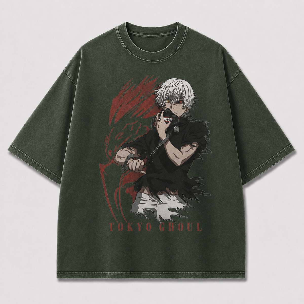 Oversized Masked Antihero Graphic Tee – Dark Streetwear Chained Warrior Shirt