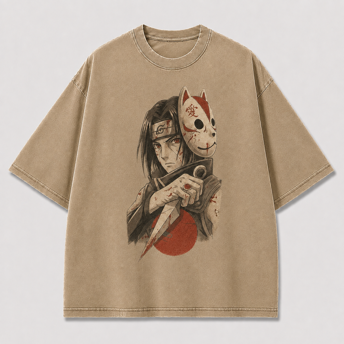 Oversized Streetwear Graphic Tee – Fox Mask Blade Portrait Print