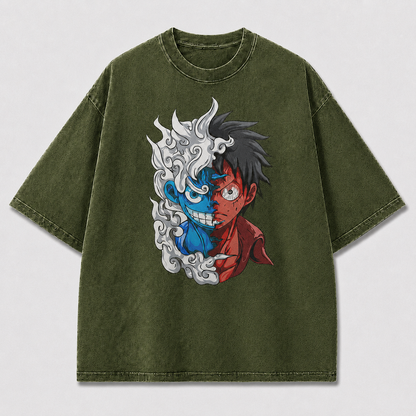 Oversized Streetwear Graphic Tee – Split-Face Dual Form Portrait Print