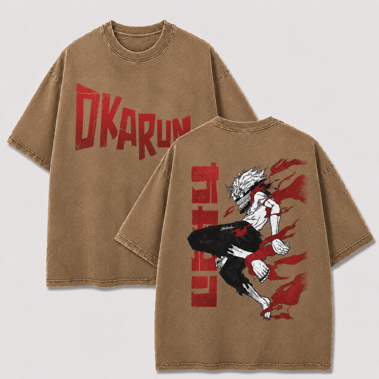 Oversized Streetwear Graphic Tee – Sprinting Flame Fighter Print