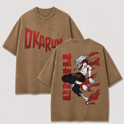 Oversized Streetwear Graphic Tee – Sprinting Flame Fighter Print