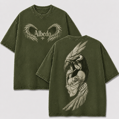 Monochrome Horned Angel Vintage Washed Graphic Tee