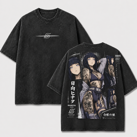 Hinata Hyuga Vintage Washed Cotton Anime Shirt, Naruto Manga Tee Mineral Wash T-Shirt, Vintage Inspired, Anime Gift Tee, Y2K Shirt