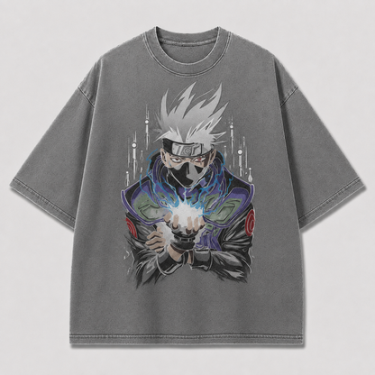 Oversized Streetwear Graphic Tee – Electric Palm Portrait Print