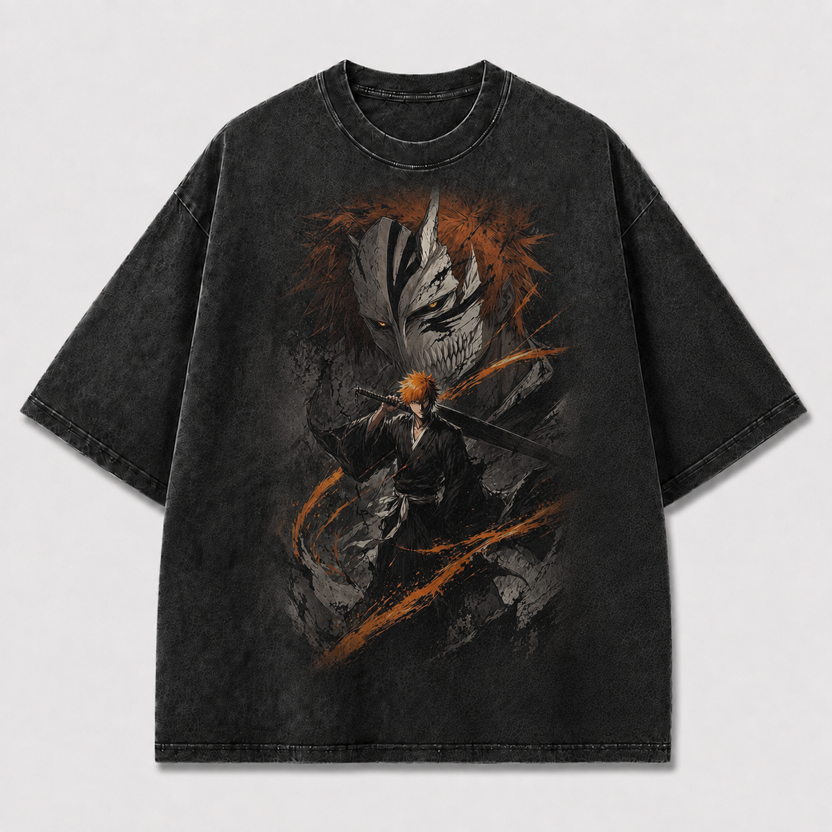 Oversized Streetwear Graphic Tee – Cracked Mask Painterly Print
