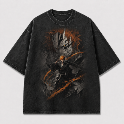 Oversized Streetwear Graphic Tee – Cracked Mask Painterly Print