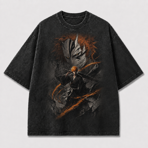 Oversized Streetwear Graphic Tee – Cracked Mask Painterly Print