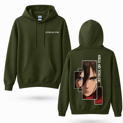 Red Scarf Female Warrior Fragmented Portrait Hoodie