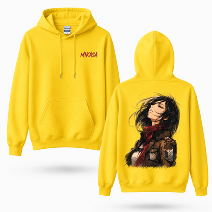 Red Scarf Female Warrior Portrait Graphic Hoodie