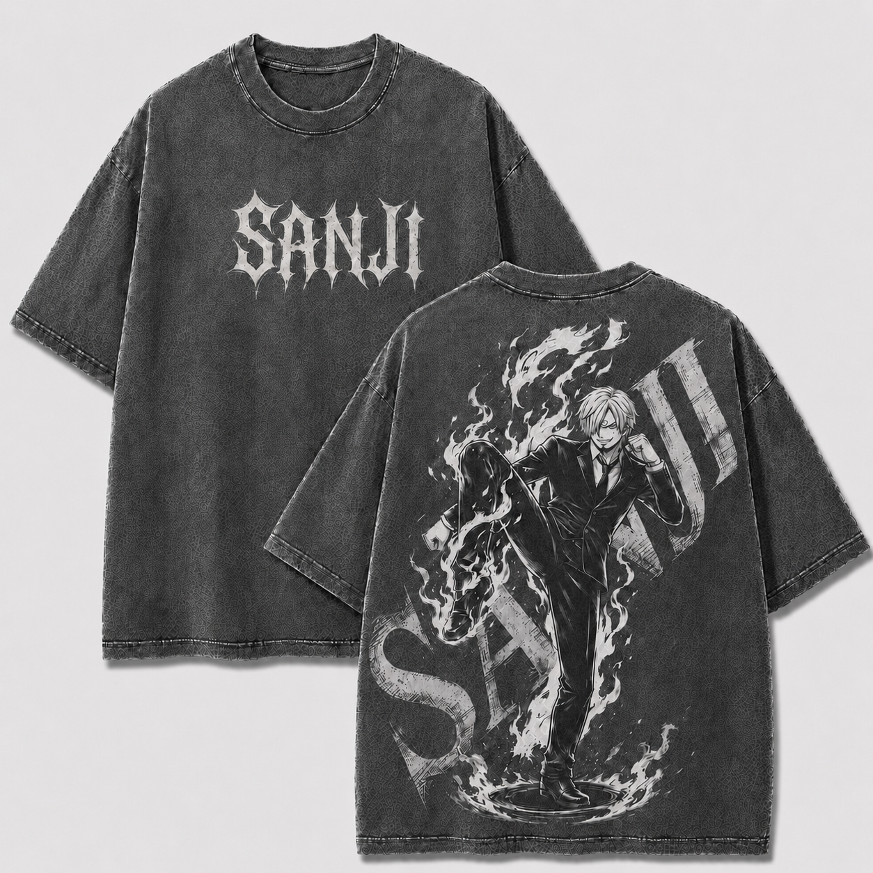Oversized Streetwear Graphic Tee – Fire Kick Suited Silhouette Print