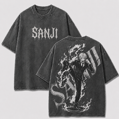 Oversized Streetwear Graphic Tee – Fire Kick Suited Silhouette Print