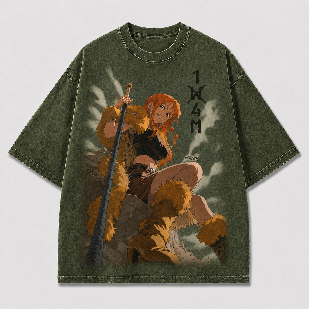Oversized Streetwear Graphic Tee – Fur Warrior Sky Backdrop Print